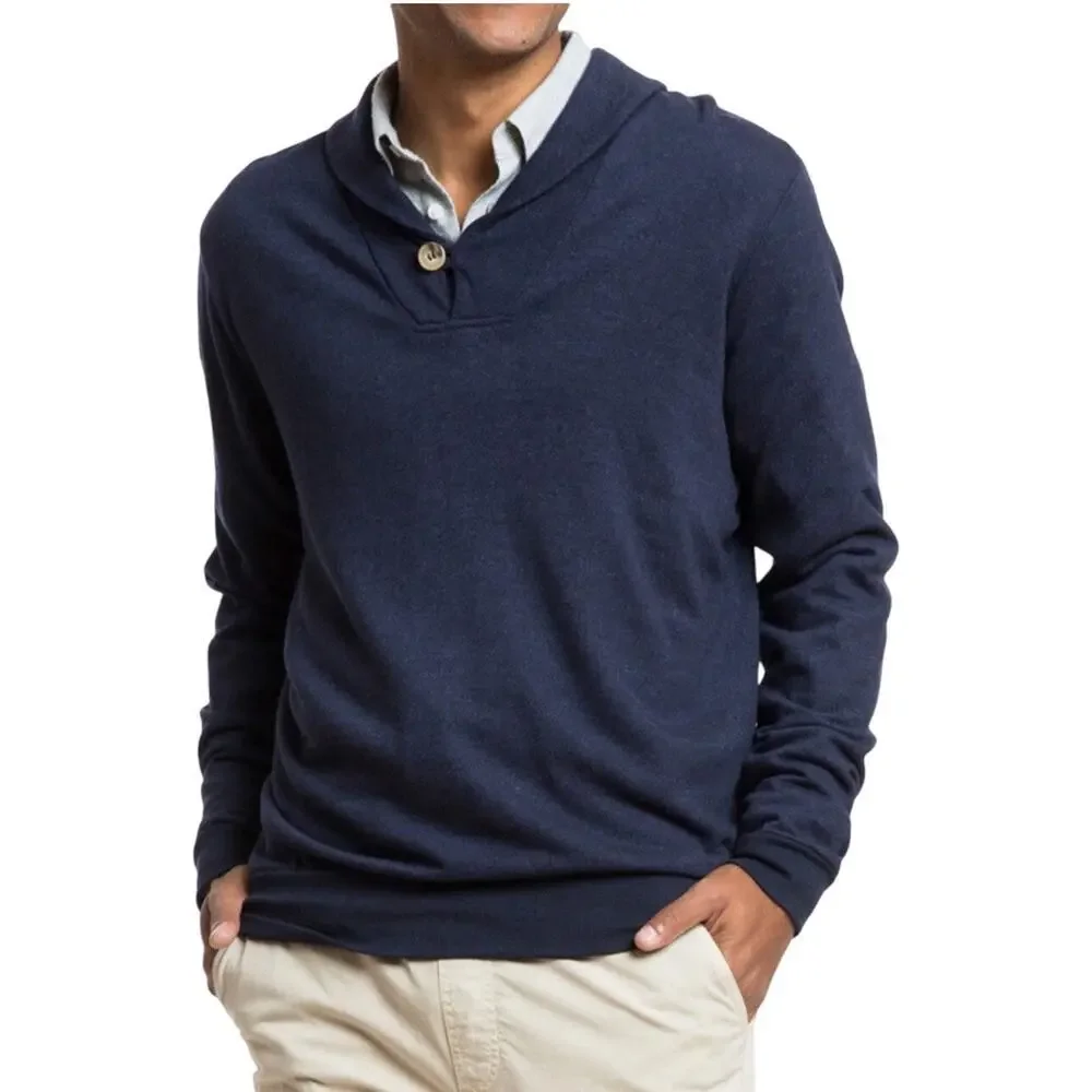 MARINE LAYER Men’s Woodside Navy Blue Shawl Collar Popover medium